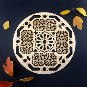 Decorative Laser Cut Wood Work Craft Center Piece Ornament (O-034)