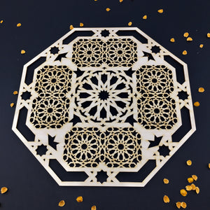 Decorative Laser Cut Wood Work Craft Center Piece Ornament (O-039)