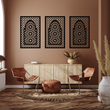 Load image into Gallery viewer, WDFA-002 - Wall Decor Framed Arch, Moroccan, Spanish, Moorish, Lattice, Islamic, Mashrabiya, Geometric, Arch