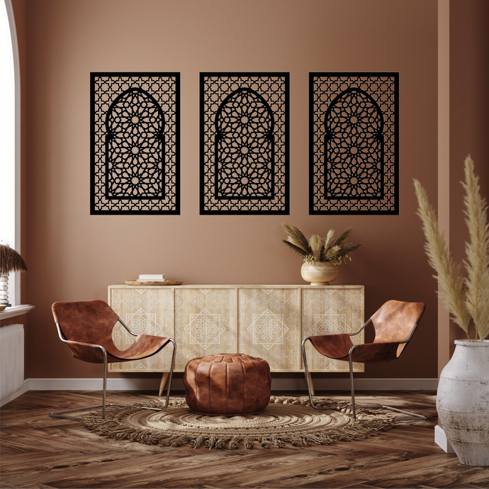 WDFA-006 - Wall Decor Framed Arch, Moroccan, Spanish, Moorish, Lattice, Islamic, Mashrabiya, Geometric, Arch
