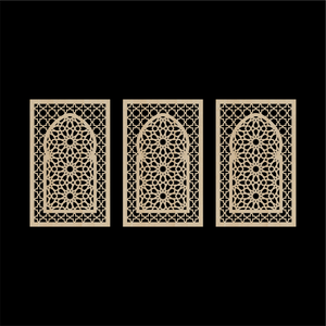 WDFA-006 - Wall Decor Framed Arch, Moroccan, Spanish, Moorish, Lattice, Islamic, Mashrabiya, Geometric, Arch