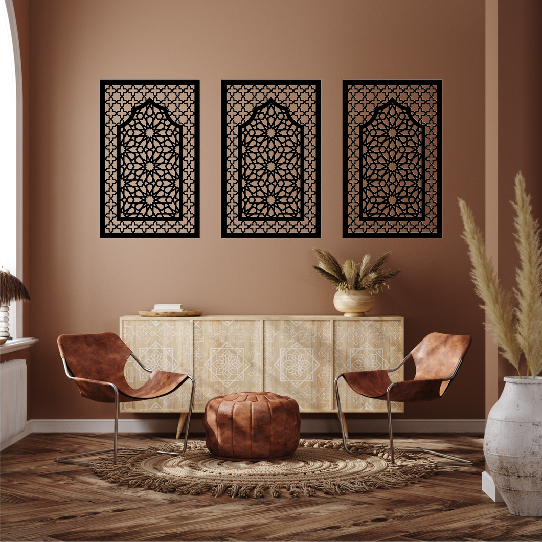 WDFA-008 - Wall Decor Framed Arch, Moroccan, Spanish, Moorish, Lattice, Islamic, Mashrabiya, Geometric, Arch