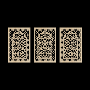 WDFA-010 - Wall Decor Framed Arch, Moroccan, Spanish, Moorish, Lattice, Islamic, Mashrabiya, Geometric, Arch